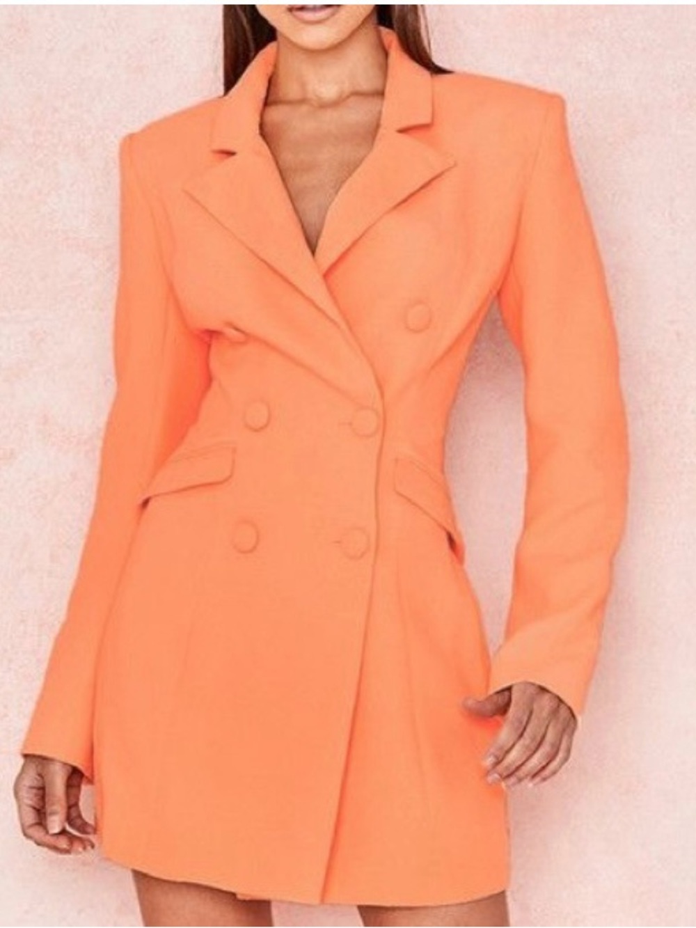 House Of CB Women's Double-Breasted Orange Blazer Coat